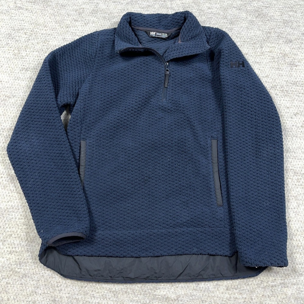 Helly Hanson Sweater Women Medium Navy Blue‎ Pullover Quarter 1/4 Zip Fleece